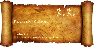 Kocsik Kabos névjegykártya